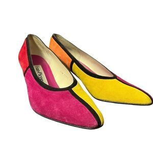 VNTG 80’s Designer Evan Picone Made in Spain Color Block Pumps Size 6.5